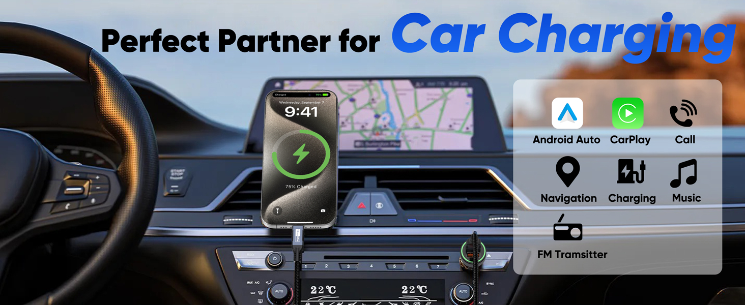 Android Auto Cable 1.5ft/0.5M [2 Pack], 10Gbps USB3.2/3.1 Gen 2 Data Transfer & 3A Fast Charging Cor