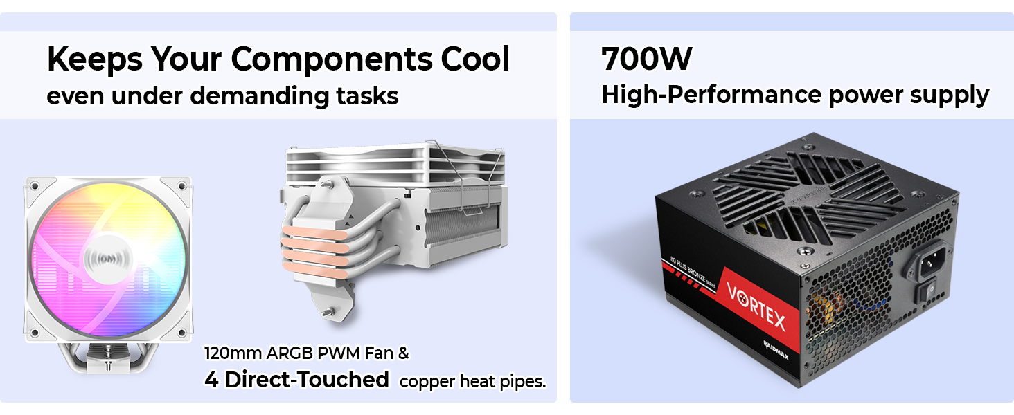 atx mid tower case, mesh front, intake airflow, argb fans, tempered glass