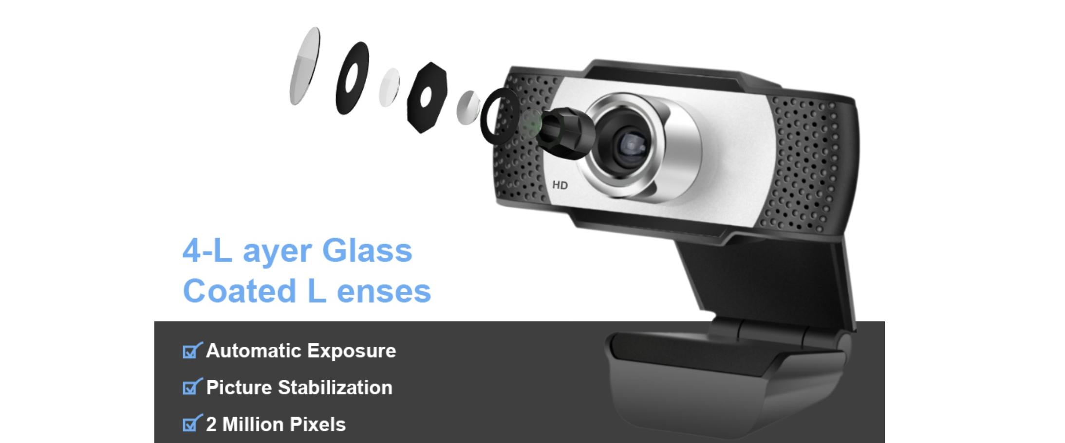 4-layer coated glass webcam lens