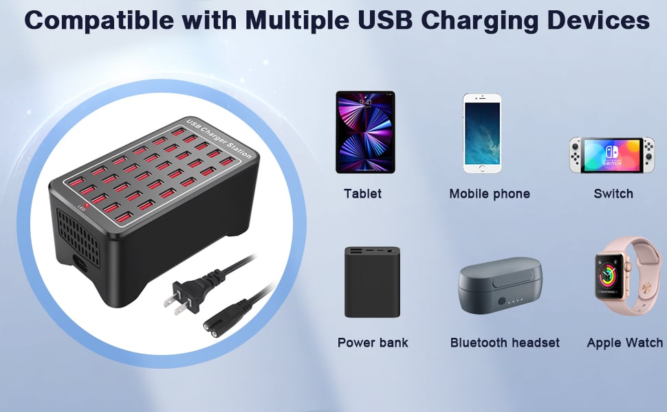 150 watt 30-Port (30 A) USB Charging Station