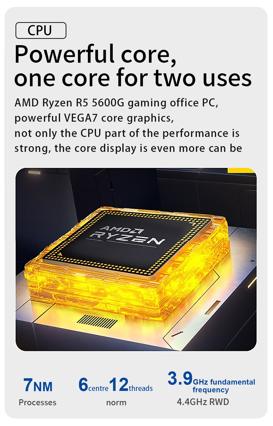 ENvinda Gaming Desktop AMD Ryzen 5 5600G 6 core 3.9GHz 16GB DDR4 3200MHz  500GB M.2 NVMe 400W PSU Windows 11 home Gaming PC
