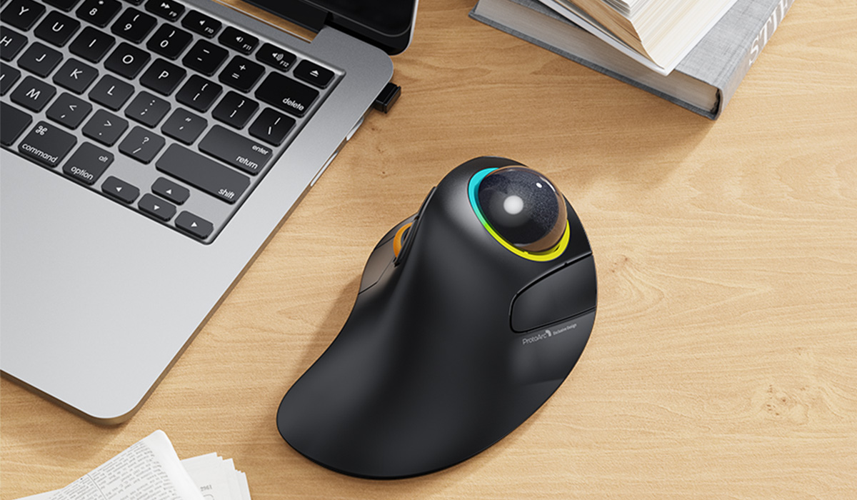 ProtoArc EM03 Ergonomic Wireless Bluetooth RGB Trackball Mouse ...