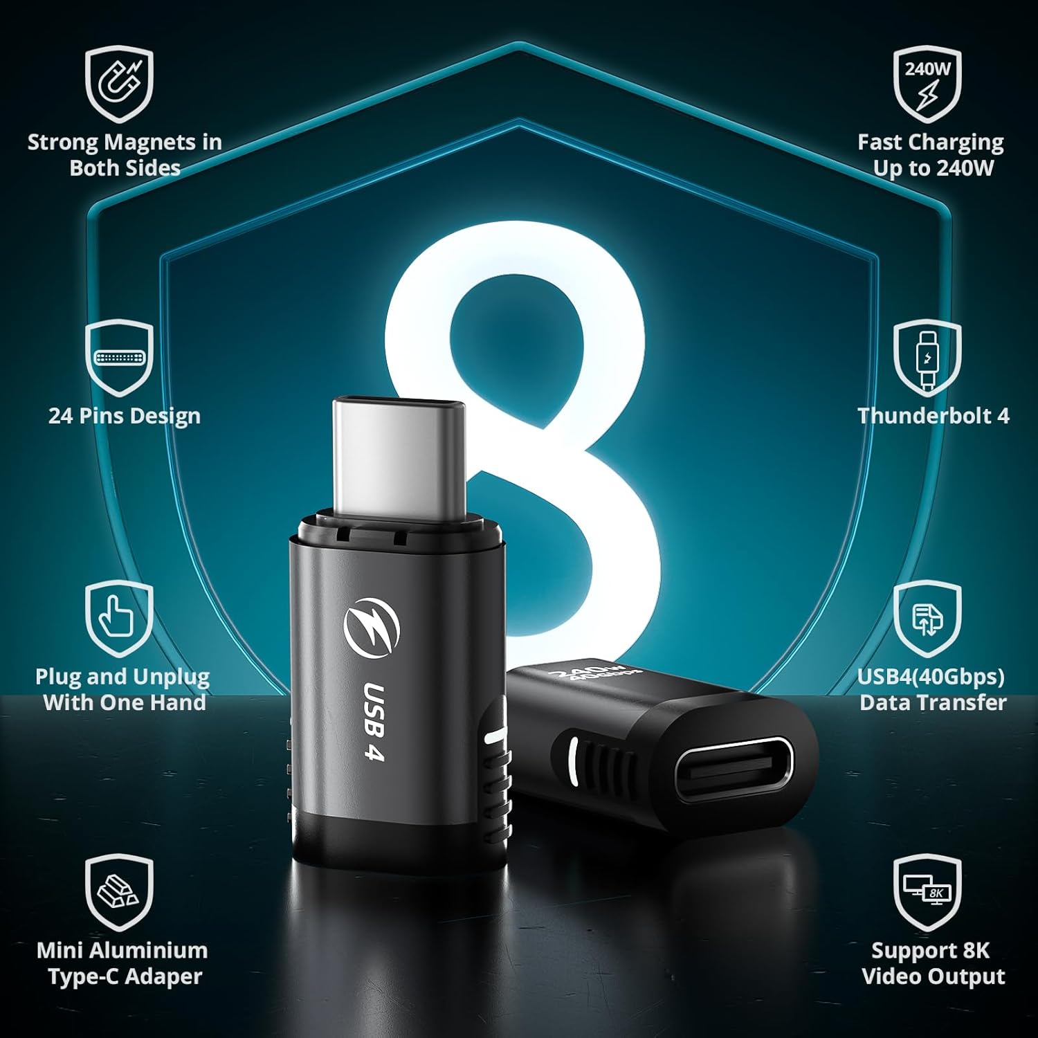 Straight USB C Magnetic Adapter