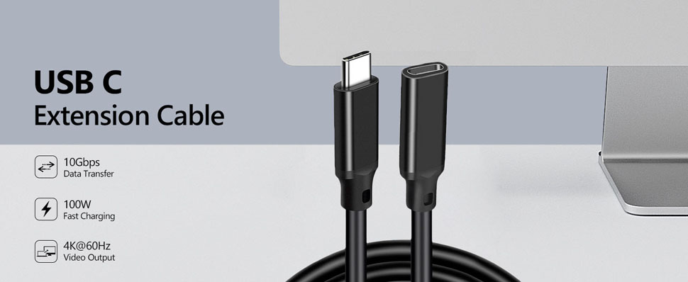 UGREEN Rallonge USB 3.1 Type C Gen 2 Câble Extension USB C Mâle vers  Femelle Supporte Charge Rapide 100W Vidéo 4K 60Hz Data 10Gbps Compatible  avec