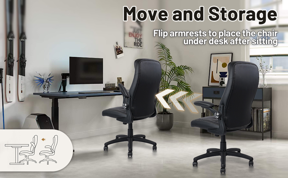 PU Leather with Adjustable Flip-up Armrests