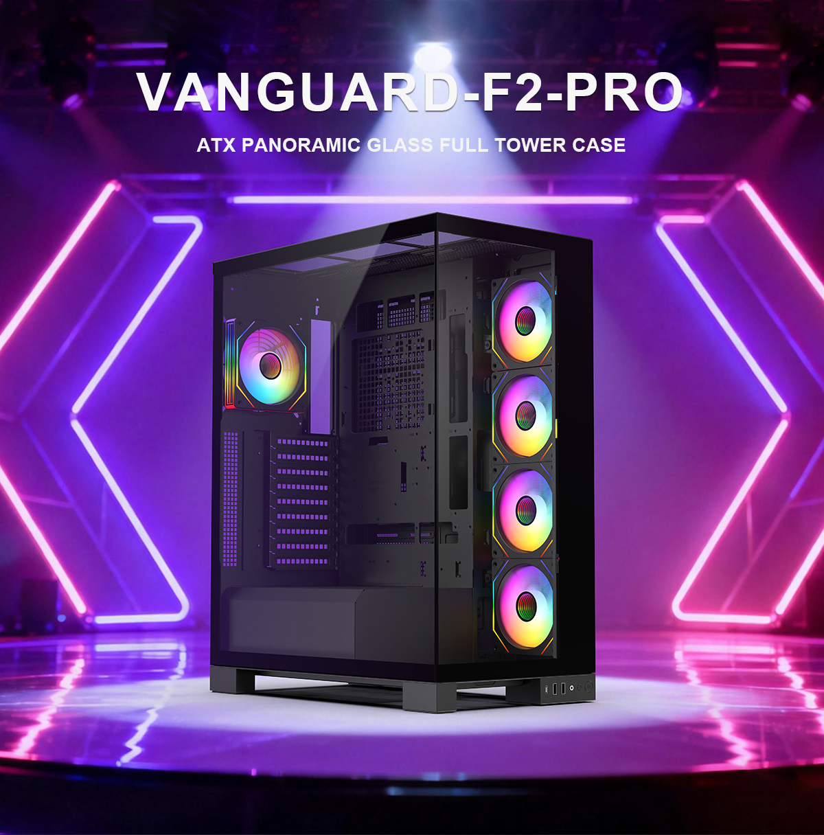 DIYPC Vanguard-F2-Pro Black Gaming Computer Case