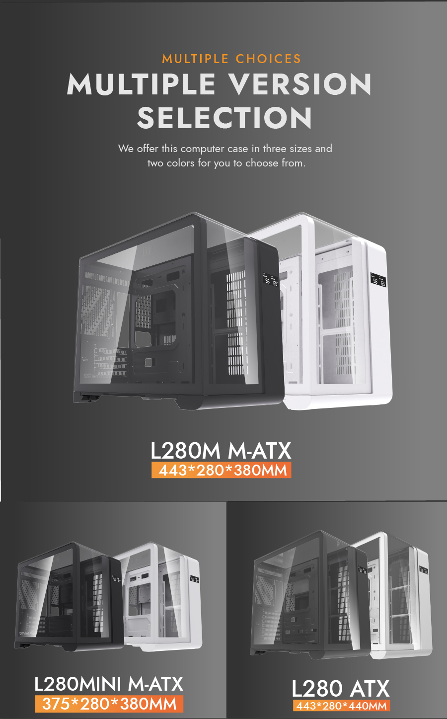 darkFlash L280M, Micro-ATX PC Gaming Case with Dual Real-Time Display