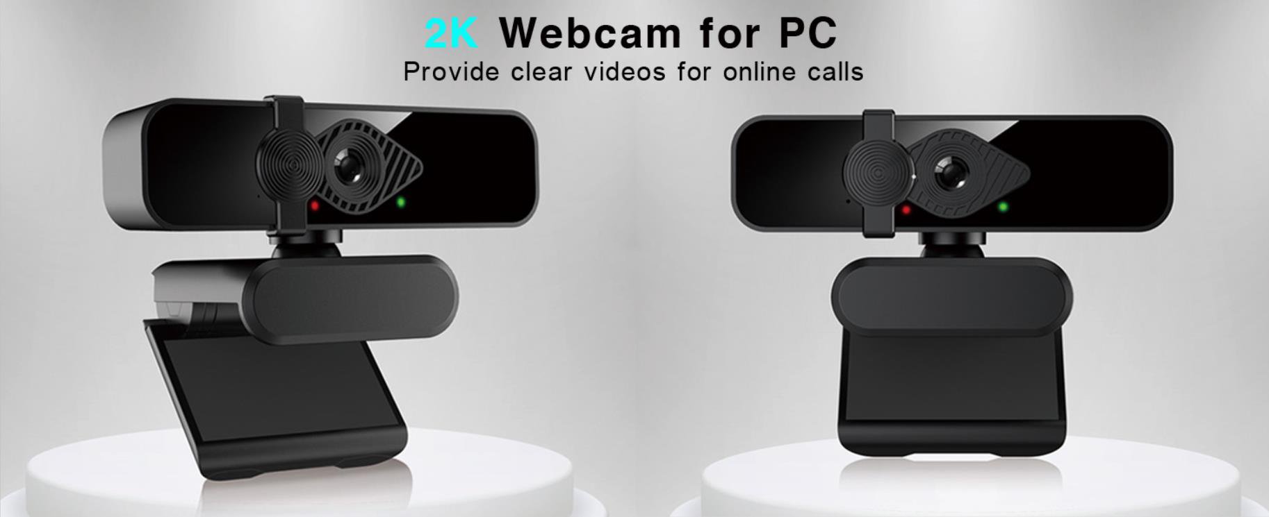 IHDAPP 2K Webcam for PC, 85° View USB Computer Camera, with Noise Canceling Microphone & Privacy Cov