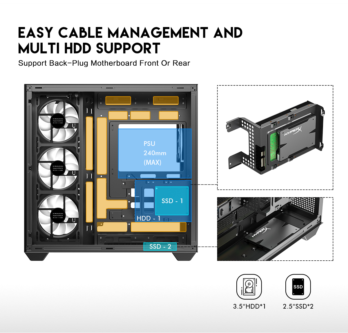 DIYPC IDX3-ATX-ARGB Black ATX Gaming Computer Case
