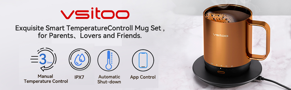 VSITOO S3 Pro Temperature Control Smart Mug with Lid, Coffee Mug