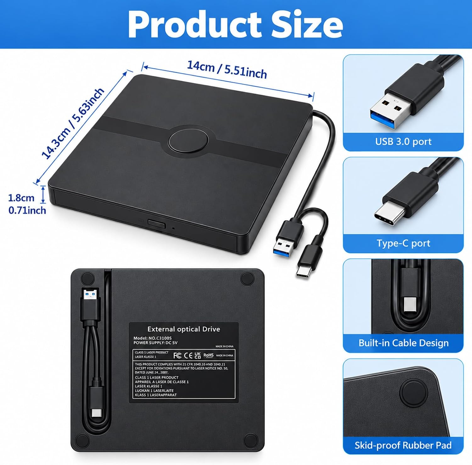 Operating System:  Compatible with Windows XP/7/8/8.1/10/11, Linux and all versions of macOS Laptops