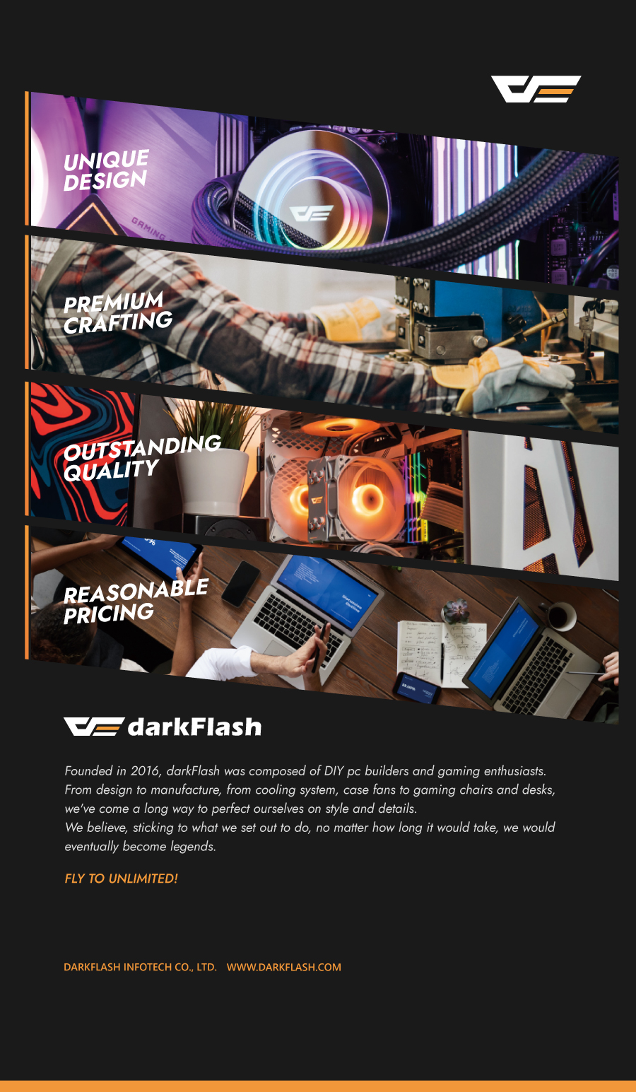 darkFlash TH285,ATX Mid-Tower Gaming Case,Triple-Sided Tempered Glass, 4× Pre-Installed Fans