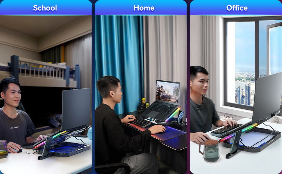 This RGB Laptop Cooling Pad - The Most Powerful Rapid Action Cooling Fan - Laptop Stand with 8 Cooli