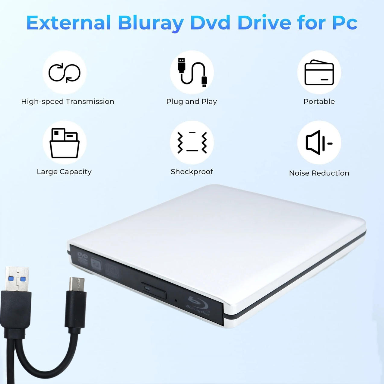 This external cd/dvd/Blu ray drive for laptop is multi-functional.