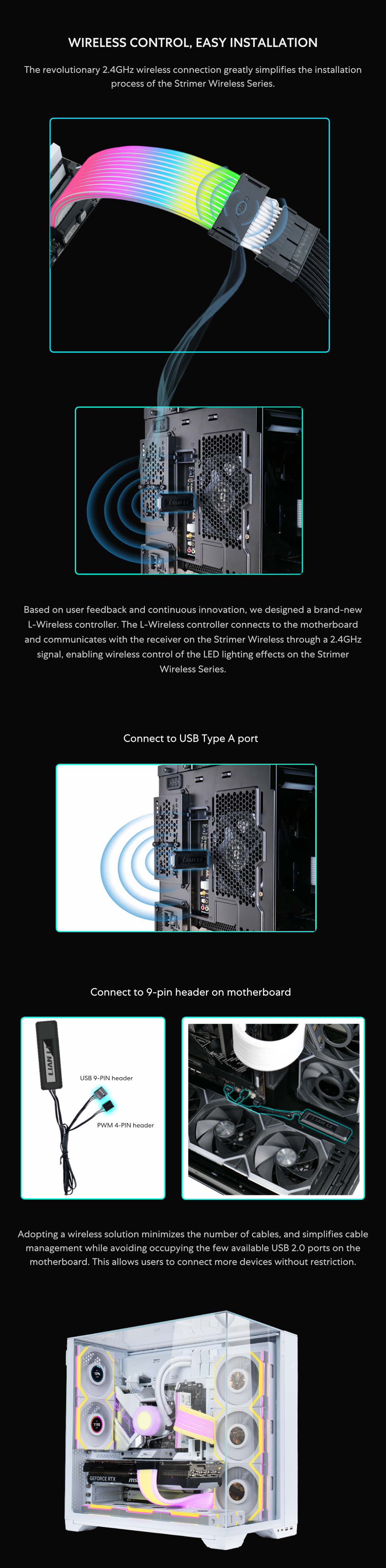 Strimer Wireless,24 Pin, RGB Power Extension Cable
