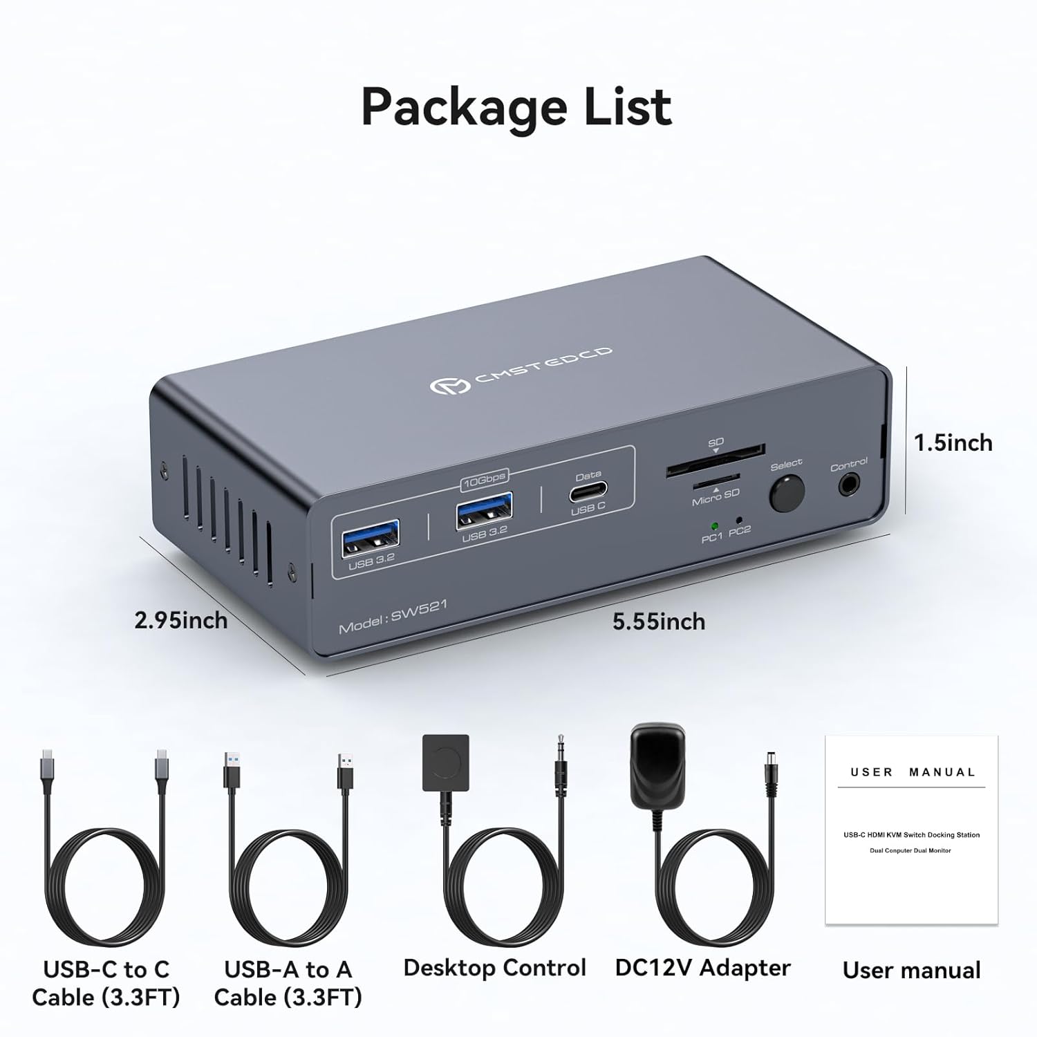 USB C HDMI KVM Switch 2 Monitors 2 Computers, HDMI 4K@60Hz EDID KVM Swiches