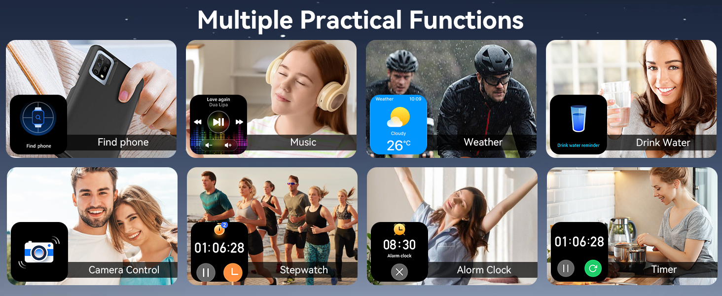 Smart Watch for Men Women, 1000mAh Battery 100-Day Standby Time, 1.85" HD Screen Fitness Tracker