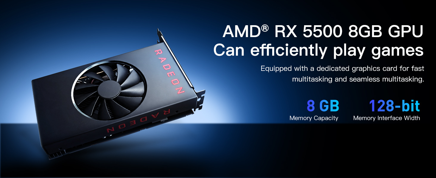 5.6L Compact Gaming Mini PC, 18-Core E5-2696v3 CPU, RX 5500 8G GPU, 32GB DDR3 Dual Channel RAM, 512G
