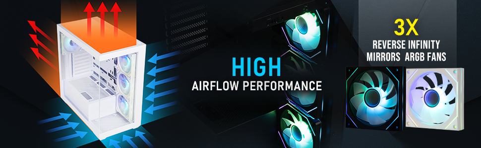 BitFenix CETO High Airflow PC Gaming Case -Panoramic Tempered Glass Reverse Connection Motherboard C