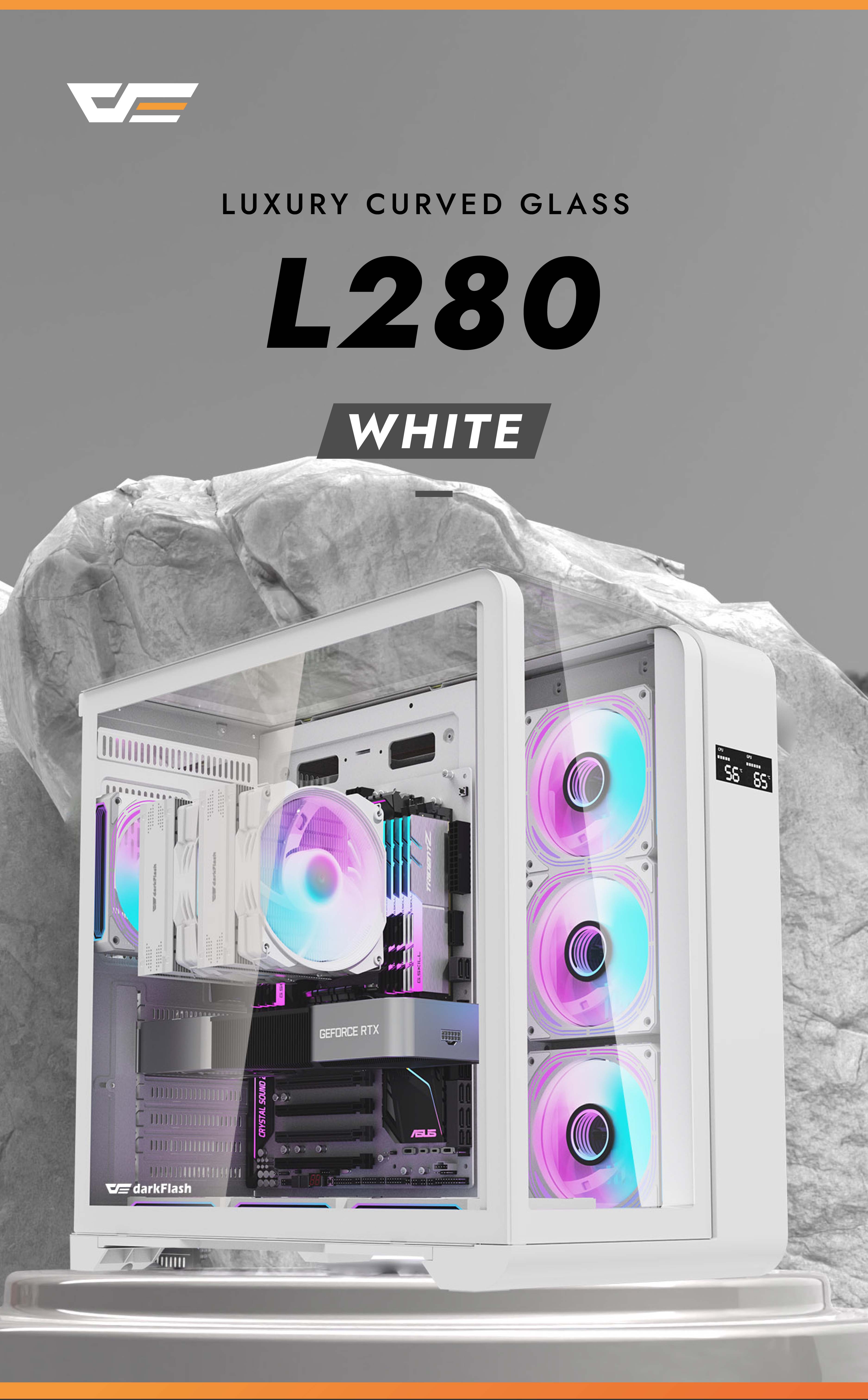darkFlash L280, ATX Mid-Tower PC Gaming Case with Dual Real-Time Display