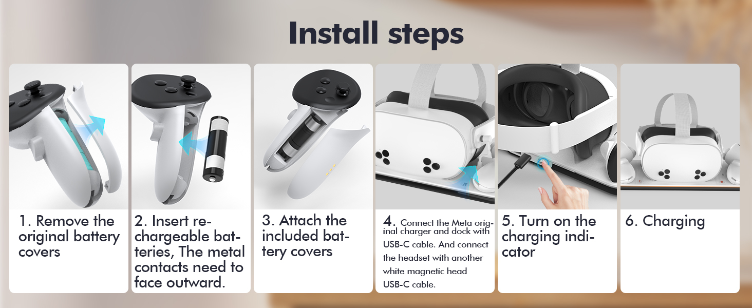 Charging Dock Compatible with Me-ta Quest 3/3S, VR Accessories Charging Station