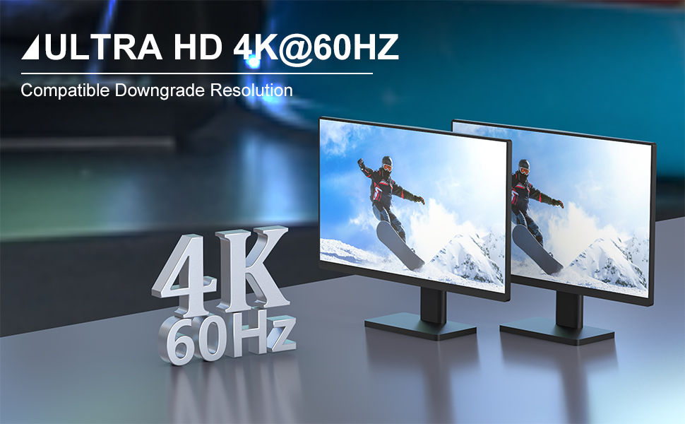 USB 3.0 Dual Monitor KVM Support 4K@60HZ  Supports high resolution up to 3840*2160@60Hz and downward