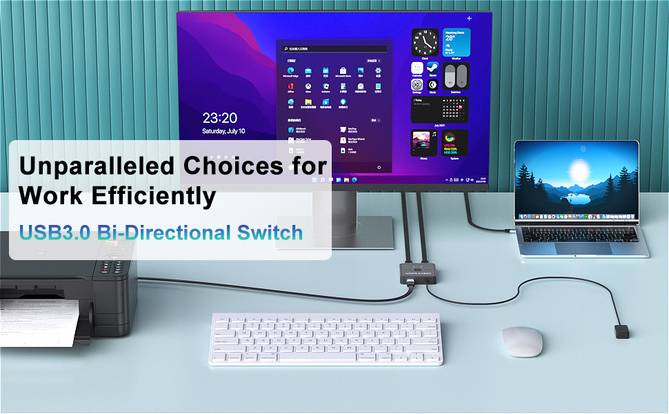 USB 3.0 Switch, USB Splitter, USB Switch Selector Bi-Directional 2 in 1 Out/1 in 2 Out, Share USB De