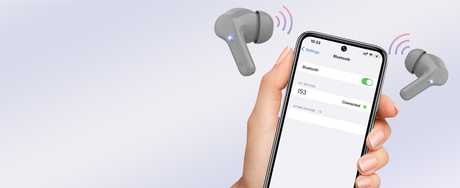 Fast Automatic Pairing Technology Open the earphones charging case they'll automatically connect to