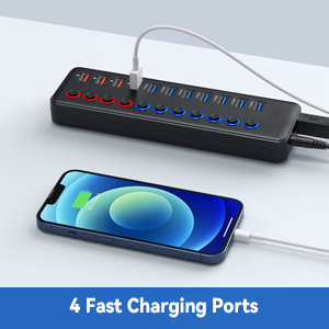 4 fast charging ports