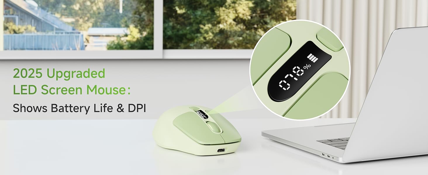 Silent Click Design  Unique colour Smart Display - shows battery & DPI