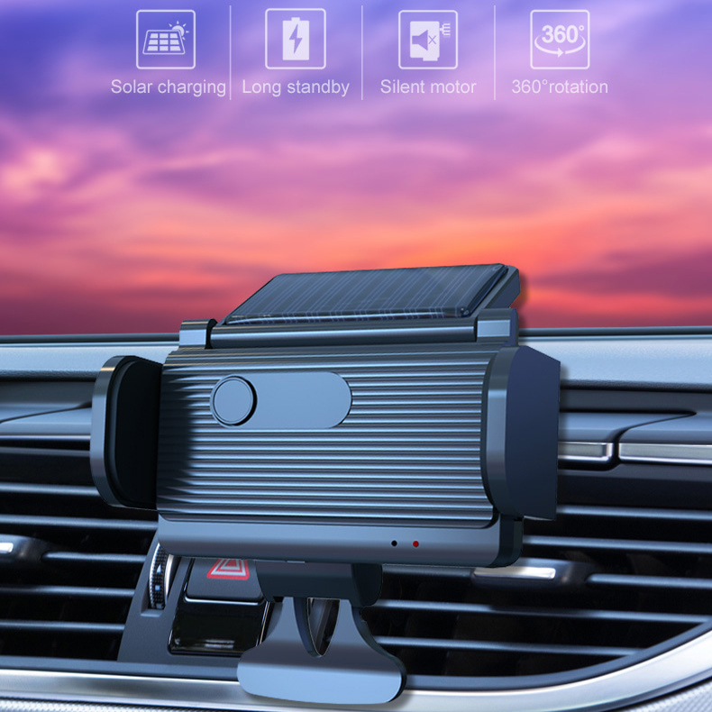 Solar Cell Phone car Cradles, Auto Clamp Hand Free Strong Grip Silent Cell Holder Car Vent Mount