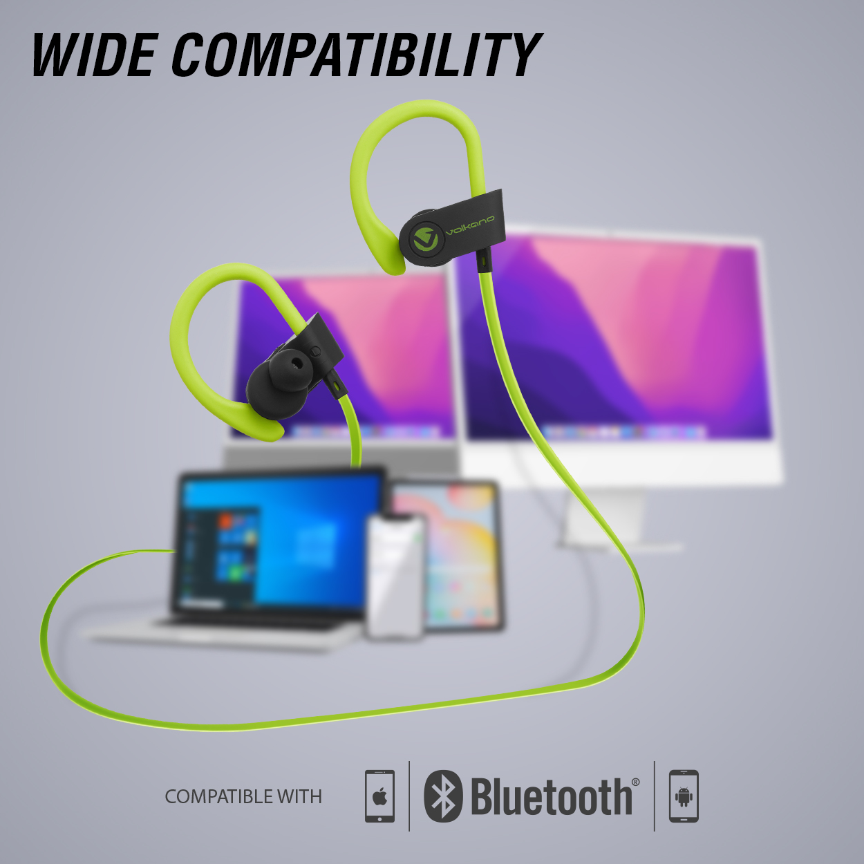 volkano race series wireless bluetooth earbuds wide compatibility