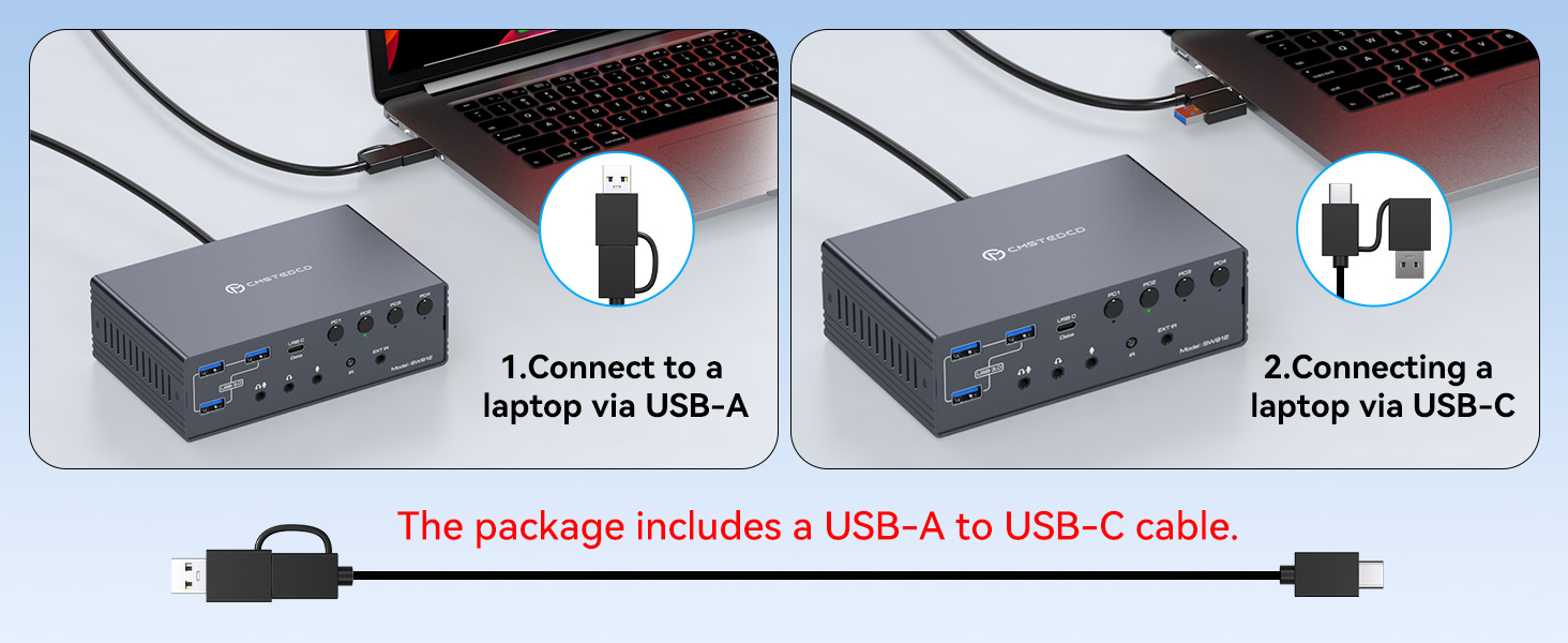 USB C KVM Switch Docking Station 2 Monitors 4 Computers 4K@120Hz Mac Thunderbolt Docking Station Dua