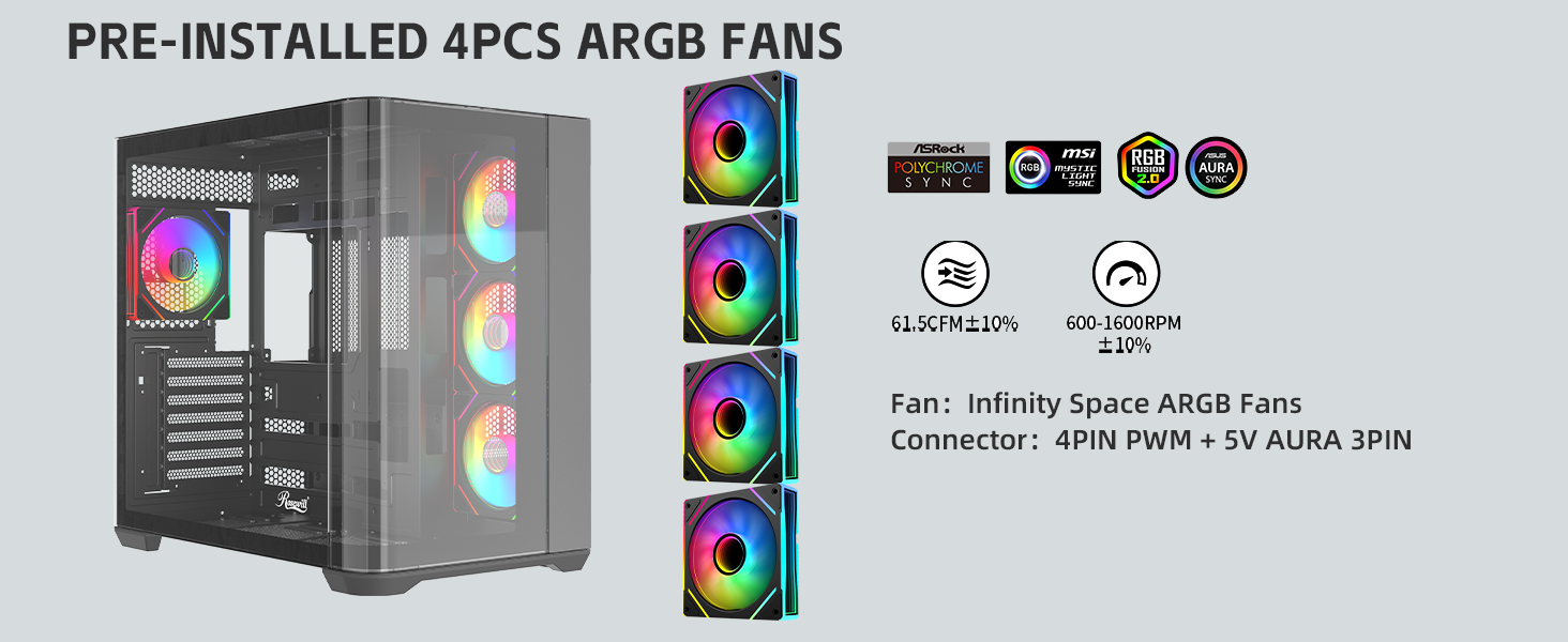 Rosewill ACA503B ATX Mid-Tower PC Gaming Case 8