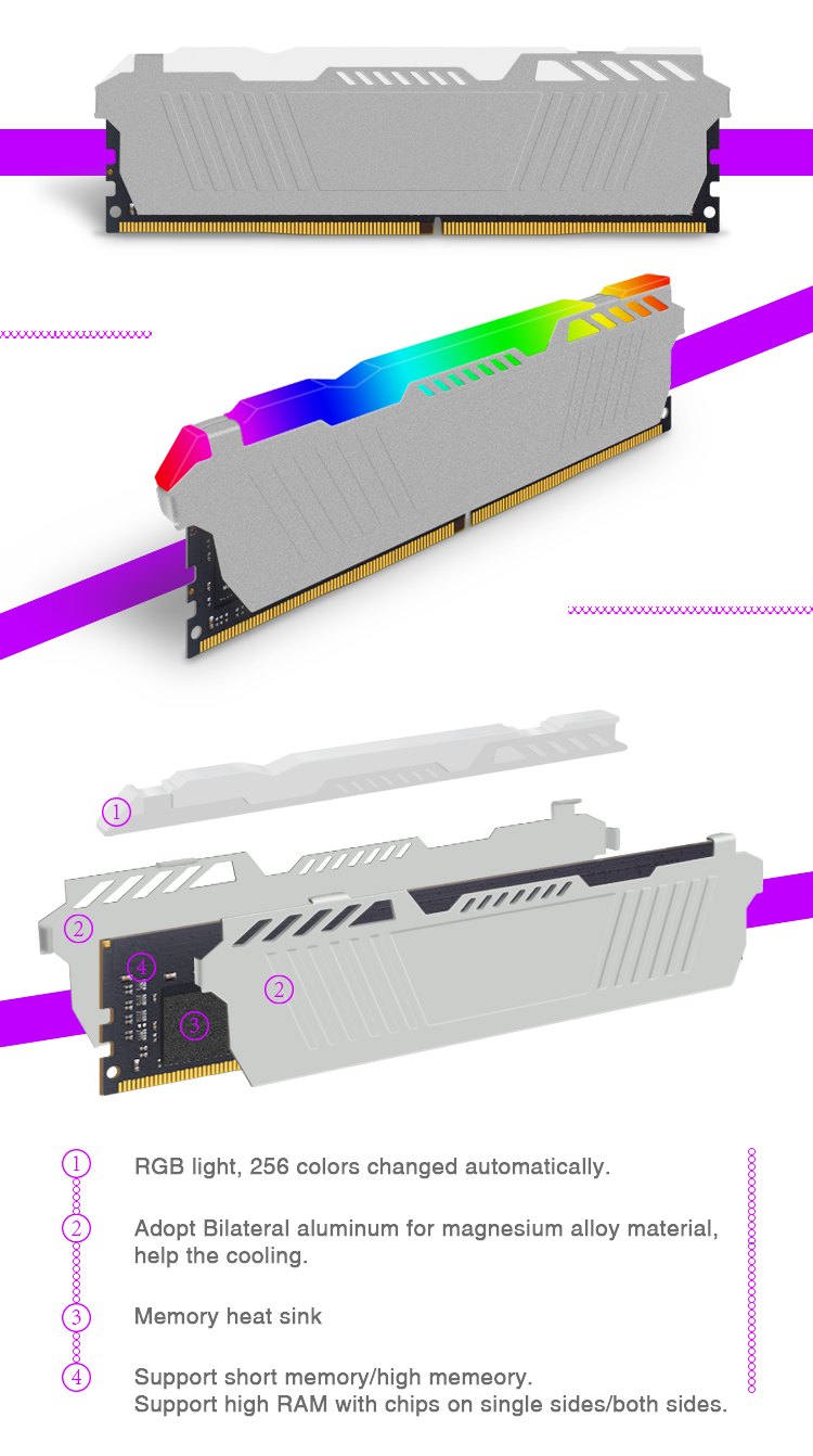 Puskill RGB DDR4 RAM 8GB 16GB 32GB 3200MHZ 1.2V Desktop Heatsink Memory 