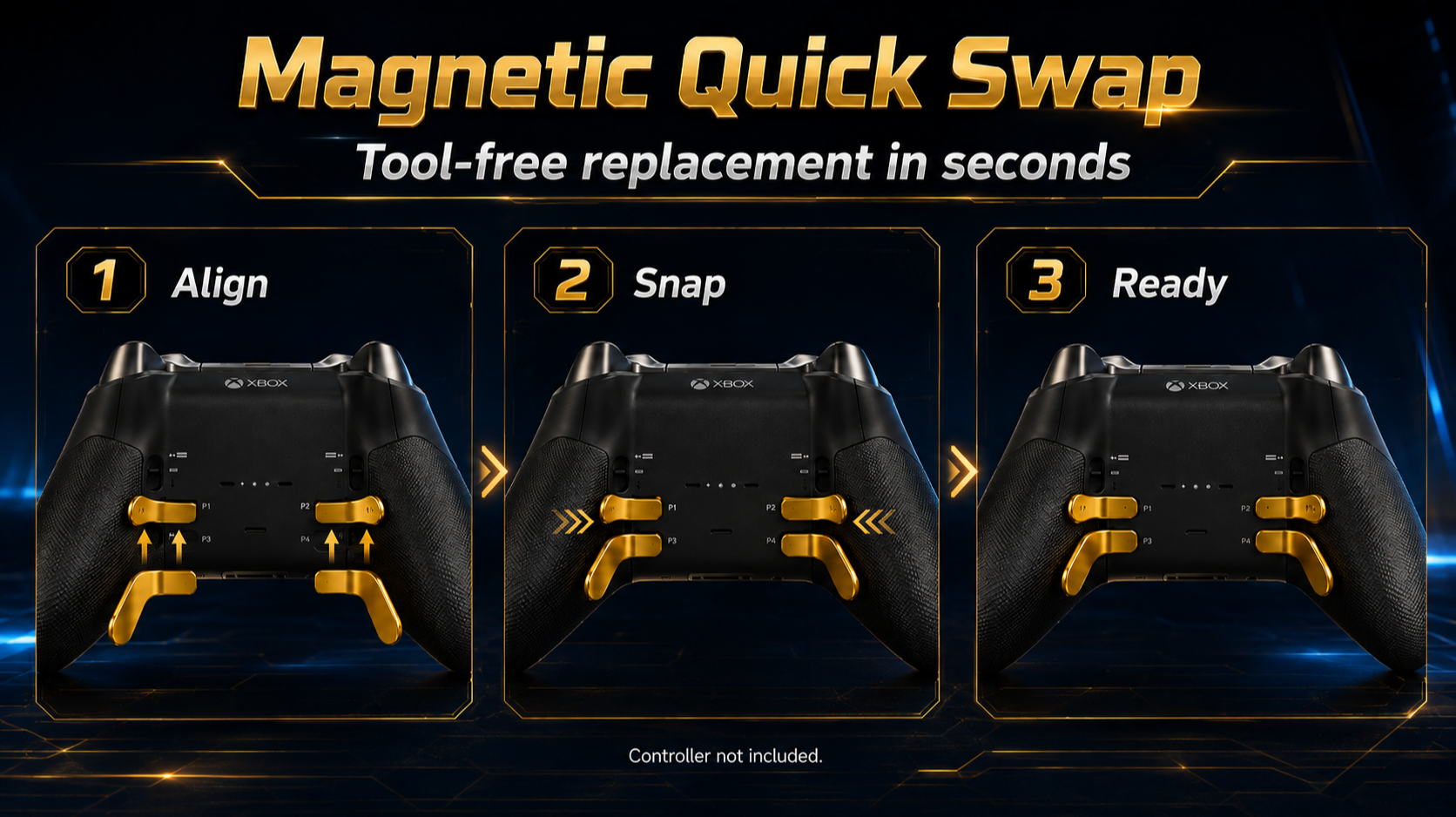 gold magnetic quick swap, controller component installation