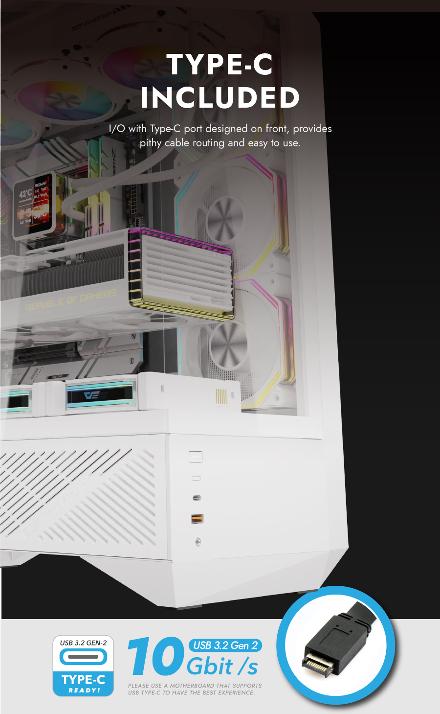 darkFlash DY460 ATX PC Case White