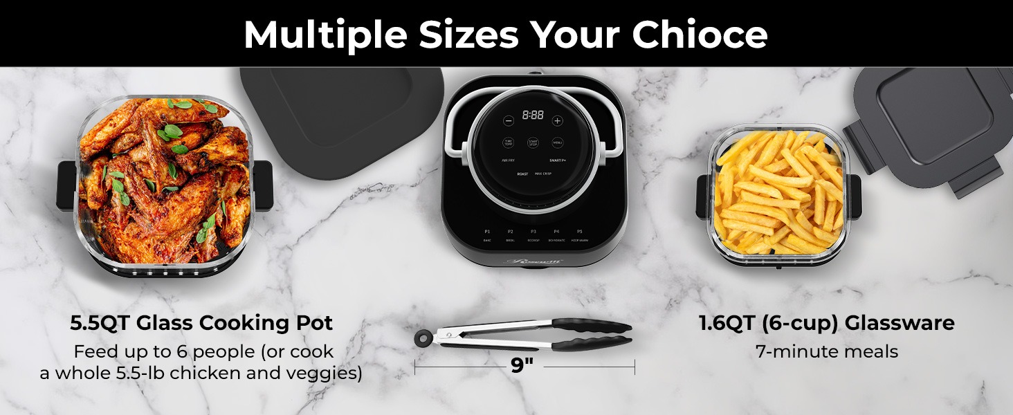  Rosewill 8-in-1 Portable Glass Air Fryer - Black