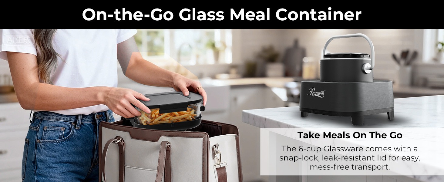  Rosewill 8-in-1 Portable Glass Air Fryer - Black