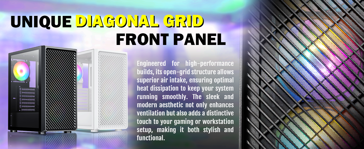 raidmax v211 black gaming atx mid tower case, tempered glass with 4 120mm fans, static RGB light