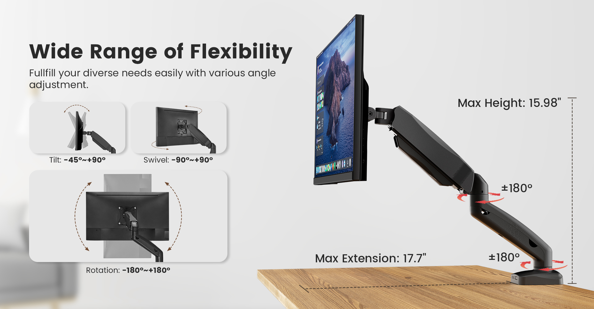 ACGAM Mechanical Spring Single Monitor Mount