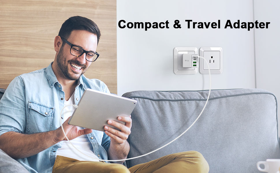 USB C Charger Block, 2-Pack 40W 4-Port PD Fast Charging Dual USB C Wall Charger, Multiport Power Ada