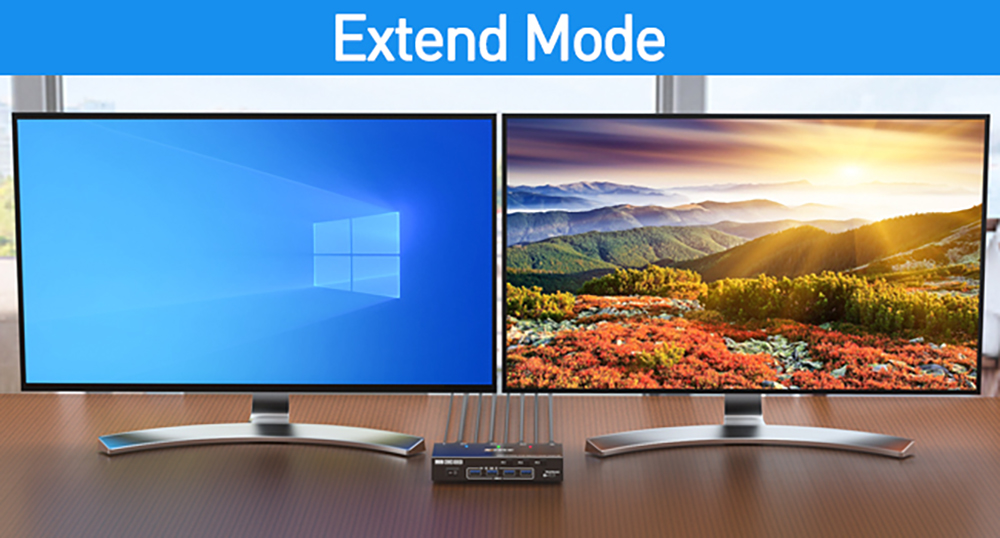 Extend Mode Display In extended mode, the two monitors will display different images, and the workin