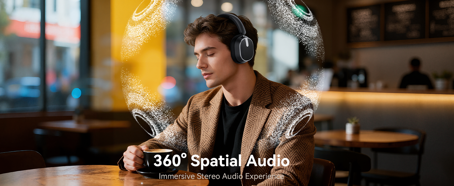 Active Noise Cancelling Headphones,120H Playtime Bluetooth 6.0 Wireless Headphones