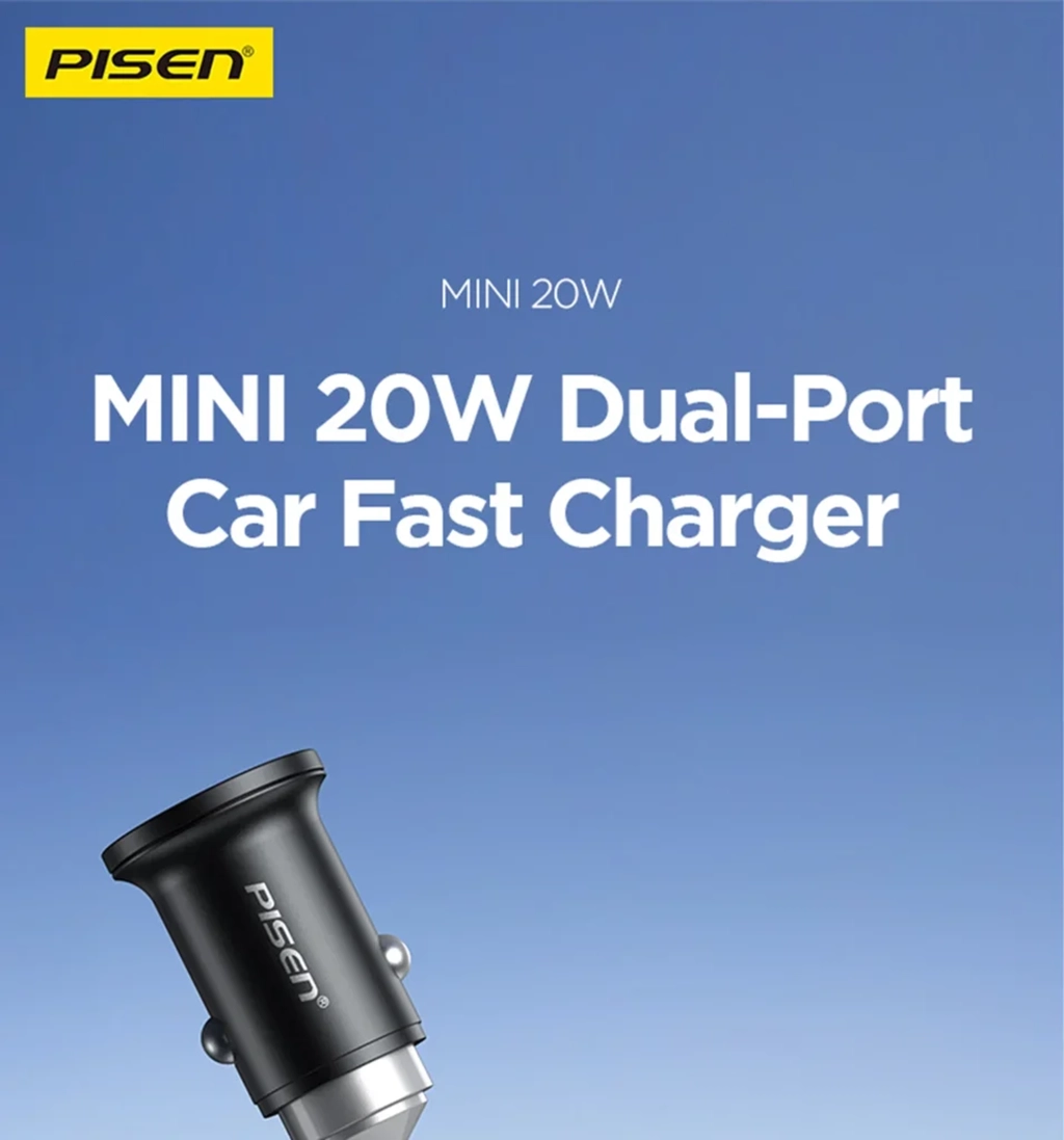 PISEN-Quick USB-C+USB-A 20W Mini Car Charger