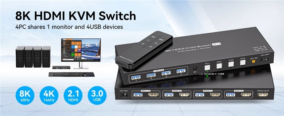 AUBEAMTO 8K@60Hz HDMI KVM Switch