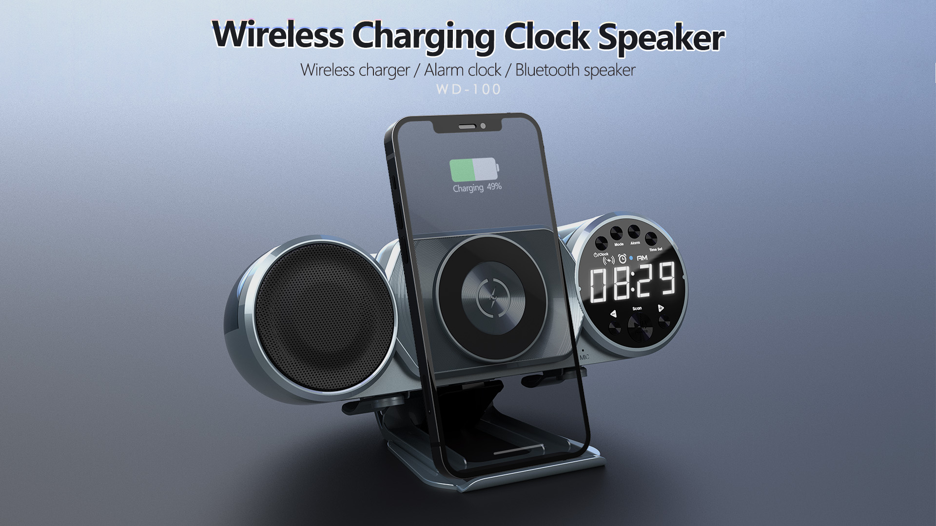 wireless charging clock speaker