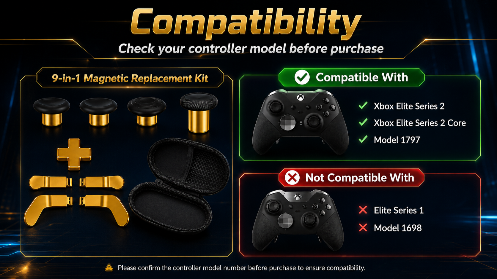 Xbox Elite Series 2 compatibility, Model 1797, not compatible Model 1698