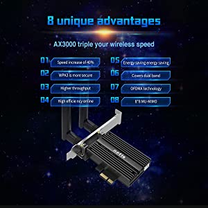 Netis WiFi 6 AX200 802.11AX Dual Band PCIe WiFi Card 3000Mbps with Bluetooth 5.0 and Heat Sink