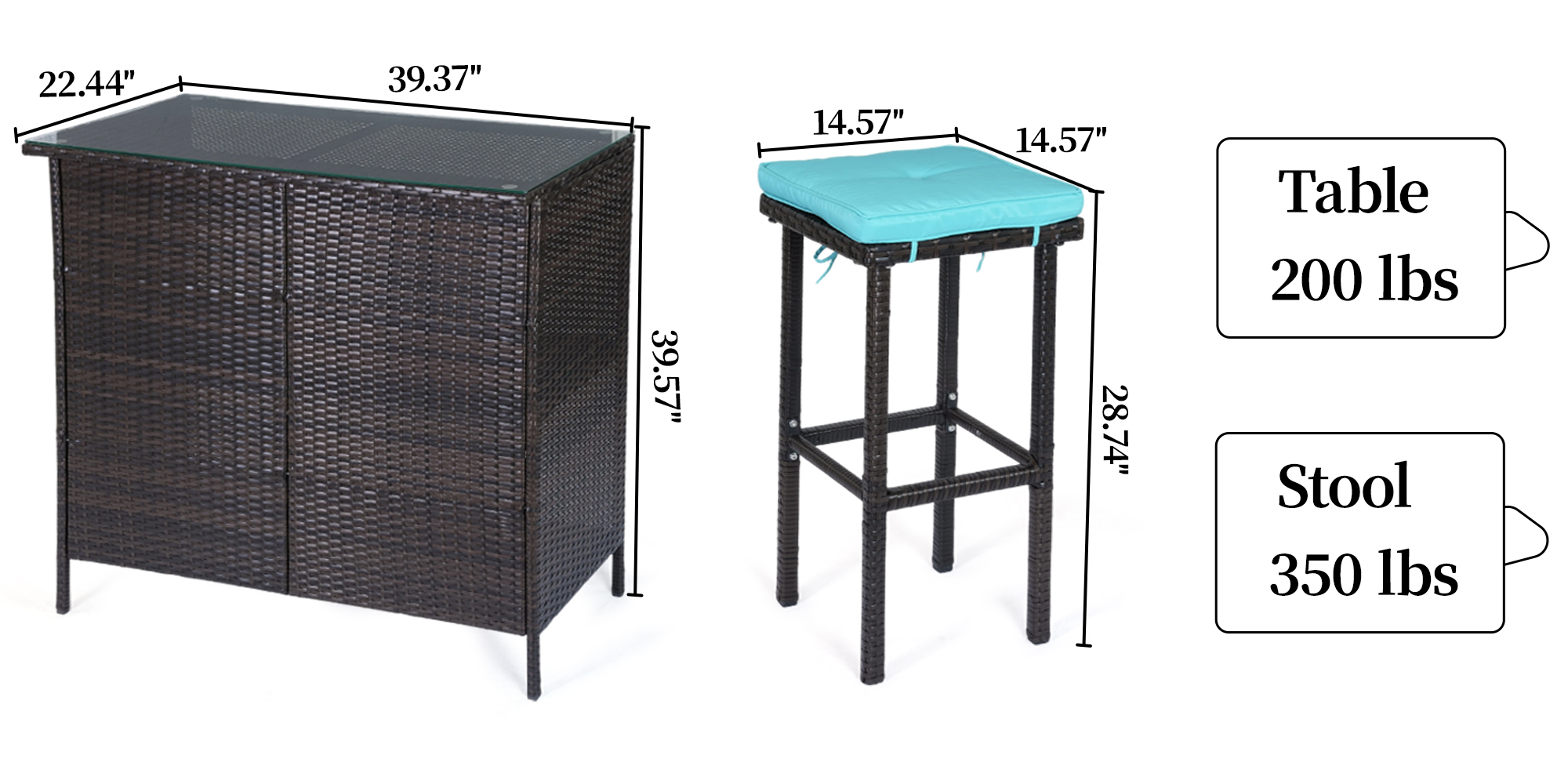 Outdoor Patio Bar Set
